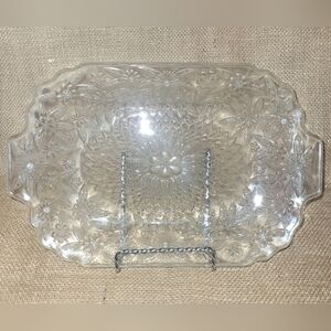 Vintage Indiana Glass Pineapple & Floral Glass Serving Tray~ Platter Plate‎ Dish